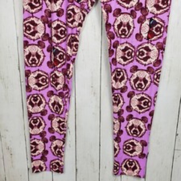 NWOT LuLaRoe Leggings Purple Brown Panda Bear w/ Sunglasses OS One Size (2-10) - Picture 4 of 6